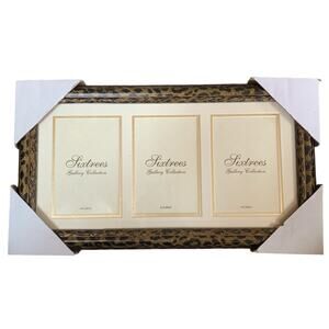 Sixtrees Leopard Collage Print Picture Frame (3) 4x6 Photos Animal Print Decor
